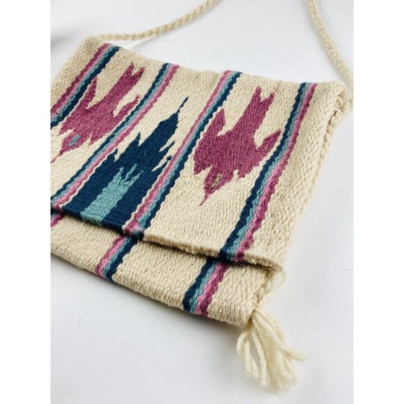 Southwest Tote Bag Birds Woven Shoulder Aztec Hippie Horse Blanket Messenger Pin - Picture 4 of 11